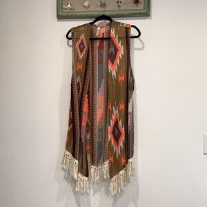 Giddy up glamour south western bohemian Aztec duster vest women’s size 1x